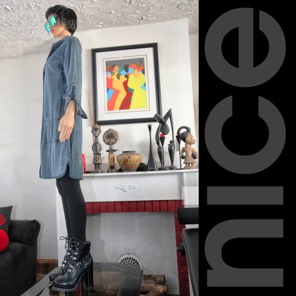 JUSTFAB LONG DENIM SHIRT - Picture 5 of 8